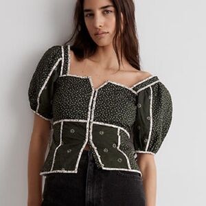 Madewell green quilted top sz 10